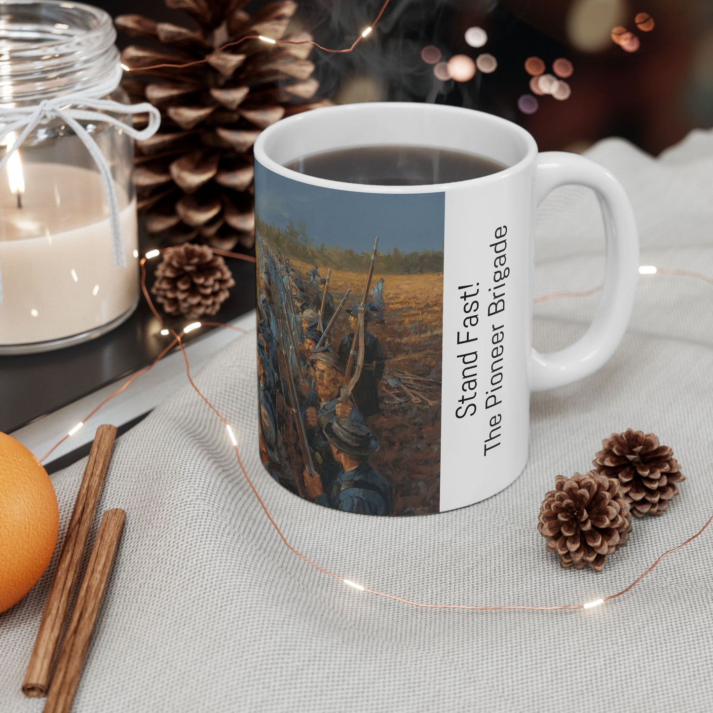 Stand Fast! The Pioneer Brigade - Ceramic Mug with Stones River Civil War Design.