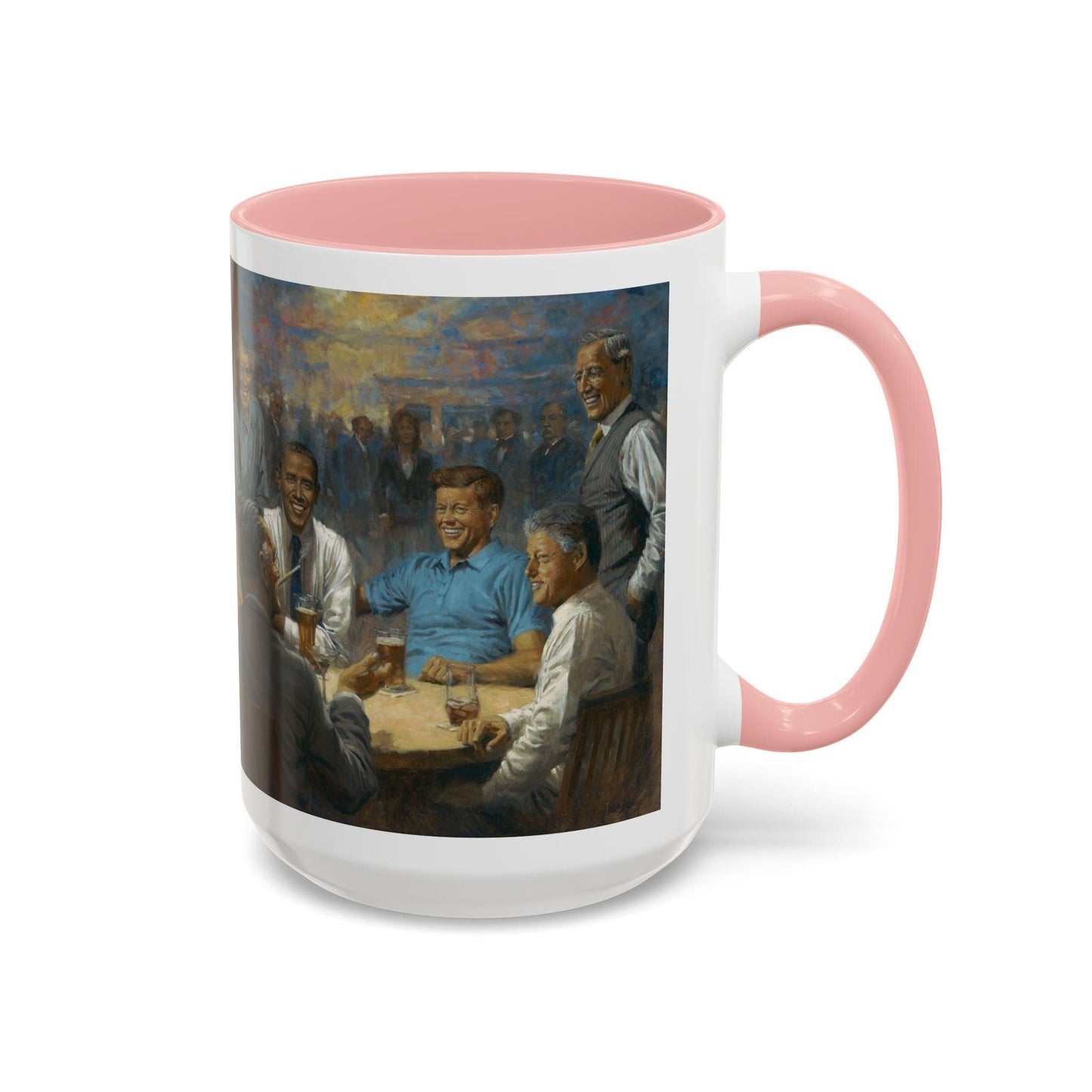 The Dem. Club Coffee Mug - 11oz & 15oz - Past Presidents Social Club with Obama Artwork - Andy Thomas Designs