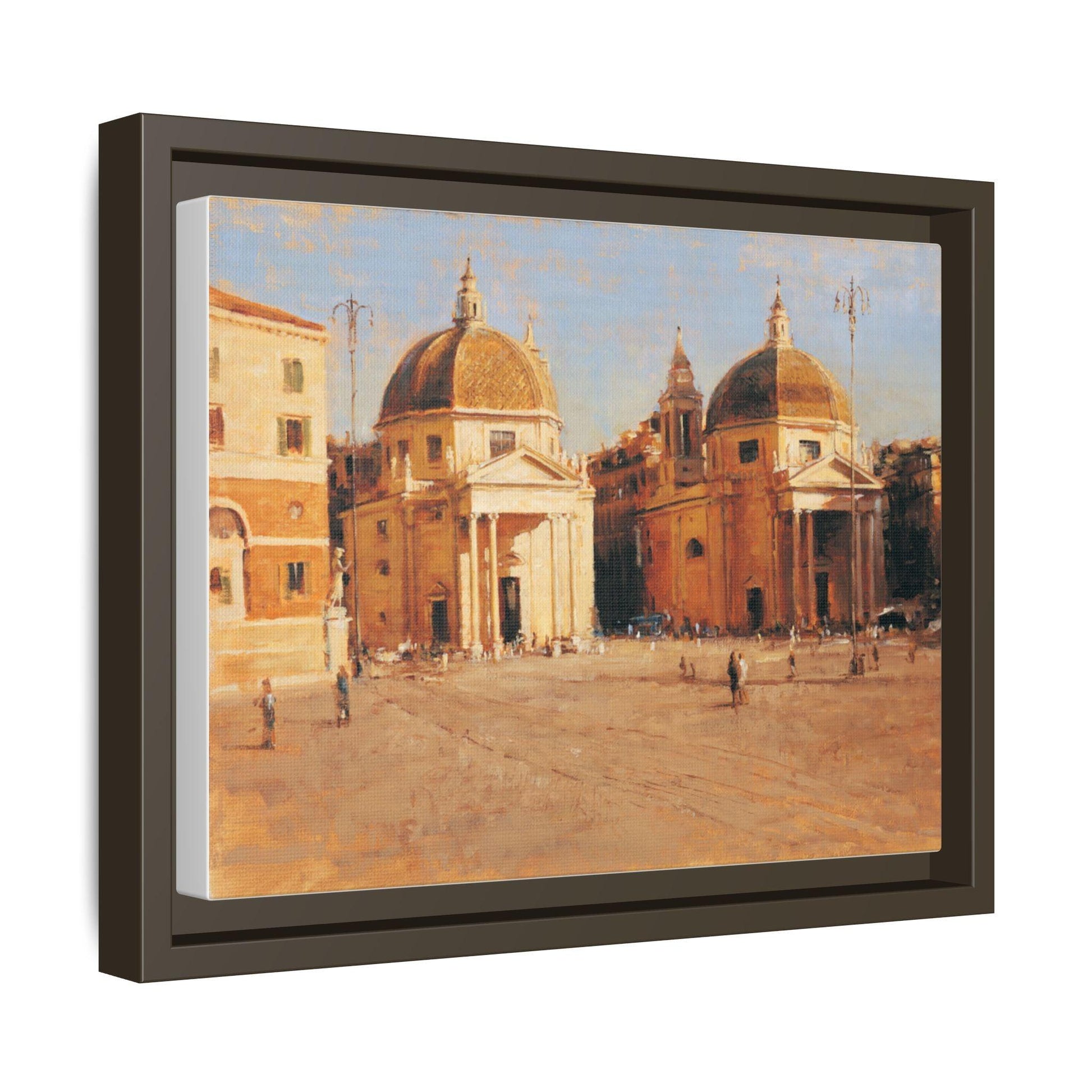 Piazza del Popolo - Framed Matte Canvas Art - Colorful Italian Landscape - Andy Thomas Designs