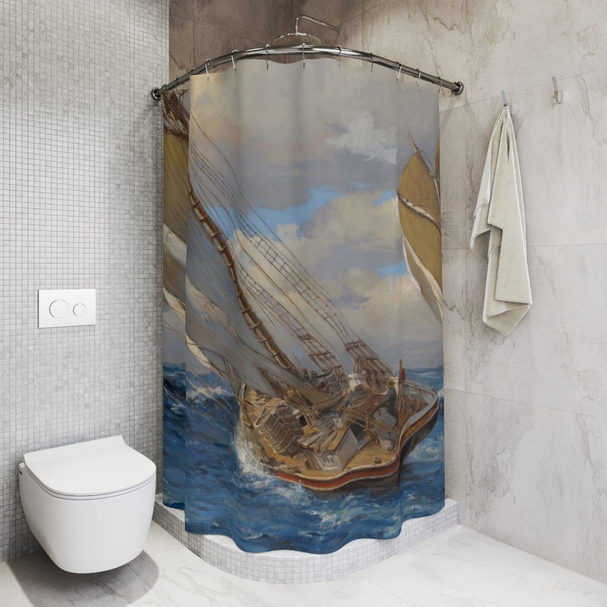 Captains Courageous | Nautical themed Shower Curtain - American Classic Design for Bathroom Decor - Andy Thomas Designs