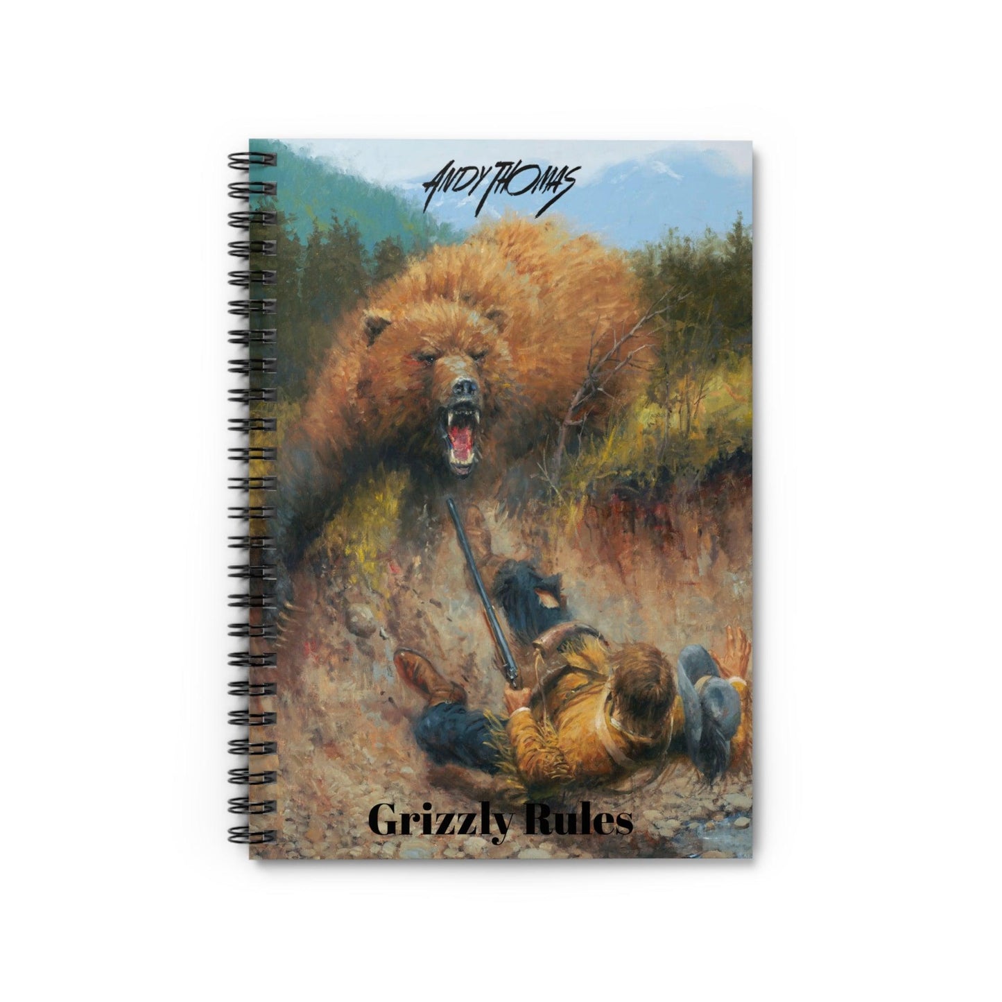 Grizzly Rules - Spiral Notebook - Ruled Line - Grizzly Attack - Andy Thomas Designs