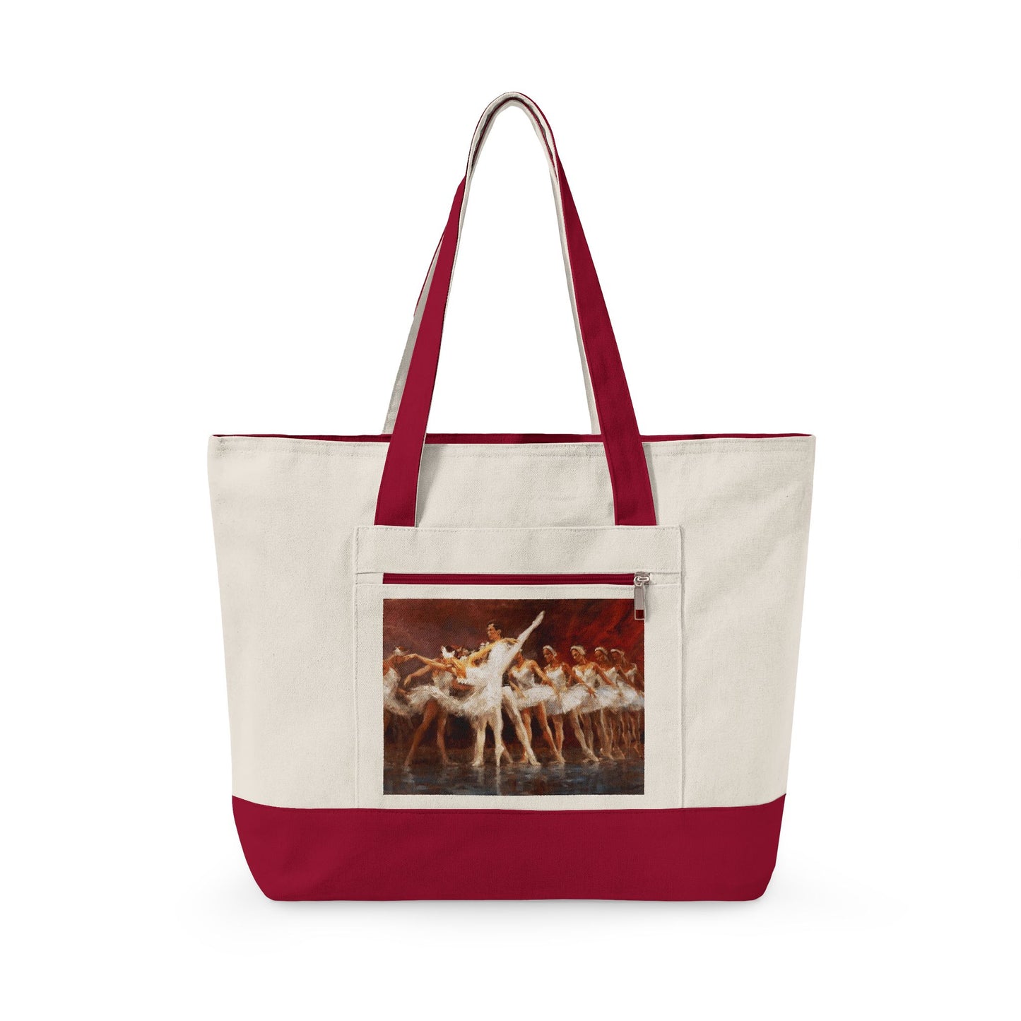 Russian Ballet - Canvas Tote Bag with Ballet Dancers Print — Zippered Beach & Dance Studio Tote