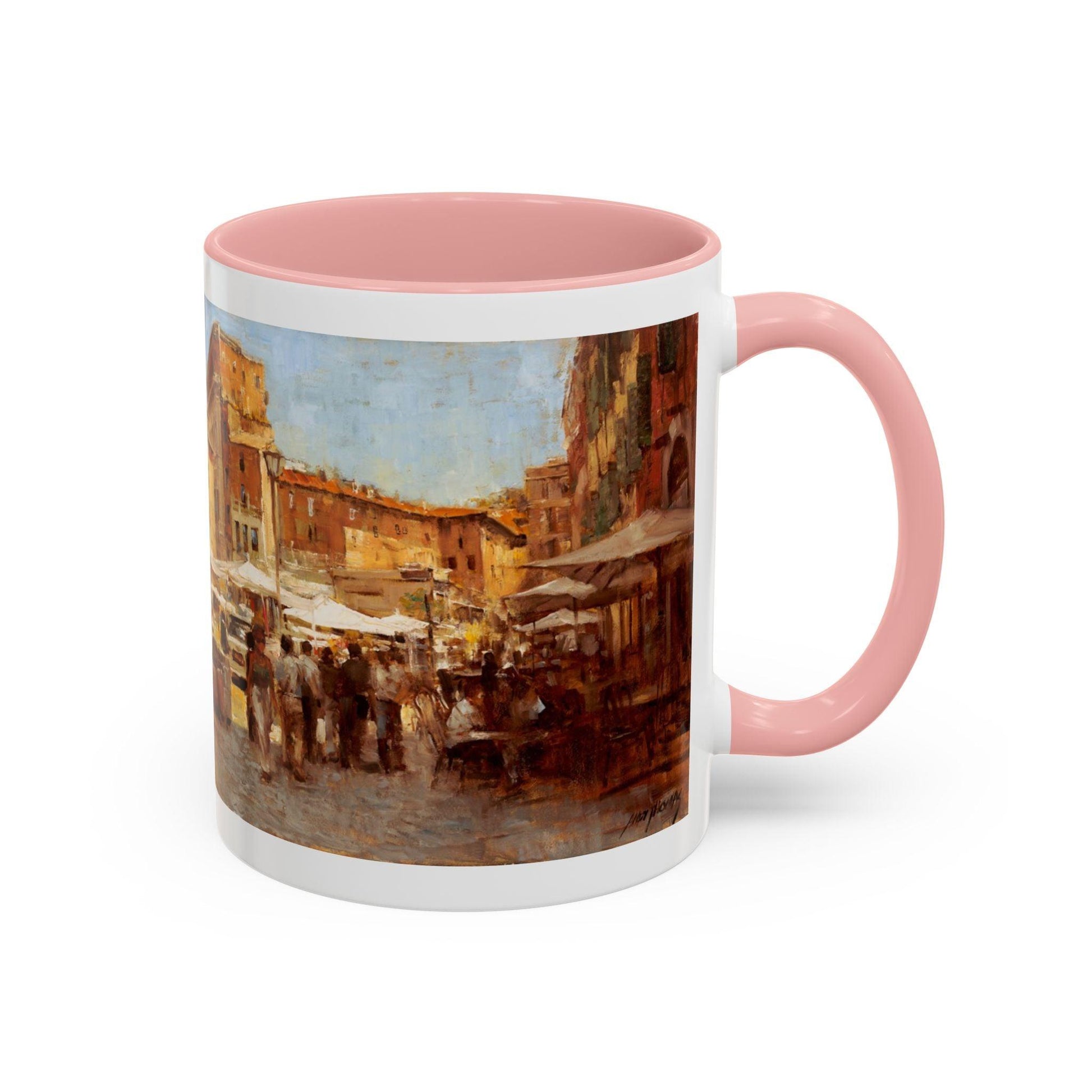 Tuscany Markets in the Middle - Elegant Accented Coffee Mug - 11oz & 15oz - Italian Landscapes - Andy Thomas Designs