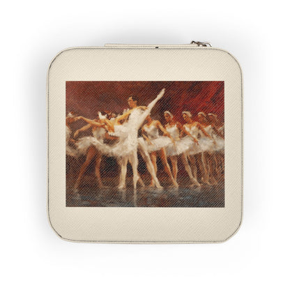 Russian Ballet - Ivory Jewelry Travel Case with Classic Painting Print — Portable Ring & Earring Organizer