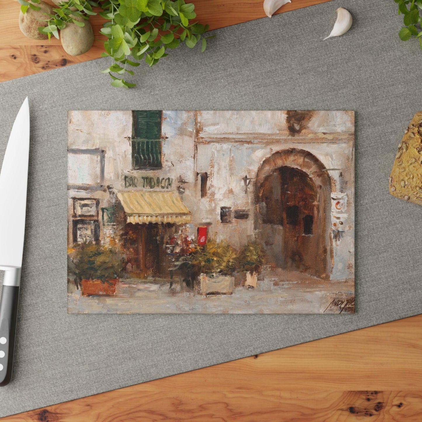 Scansano Tabacchi - Glass Cutting Board | Rustic Kitchen Decor | Italian Landscapes - Andy Thomas Designs