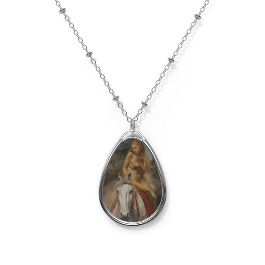 Lady Godiva - Elegant Oval Necklace with Artistic Horse Design - Perfect Gift for Horse Lovers - Andy Thomas Designs