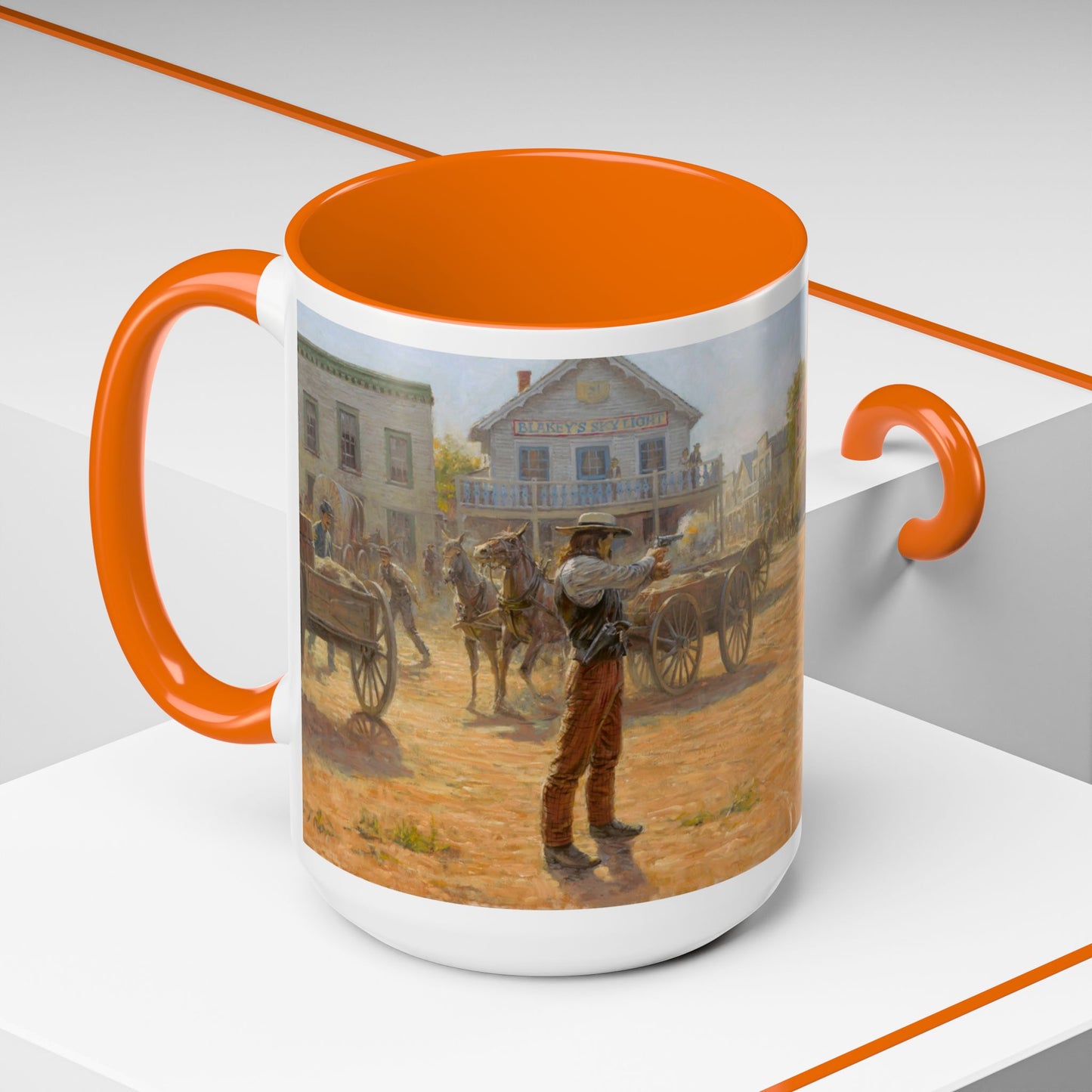 Wild Bill Hickok vs Dave Tutt | Rustic Western Accent Coffee Mug - Vintage Scene, Ideal Gift for Coffee Lovers