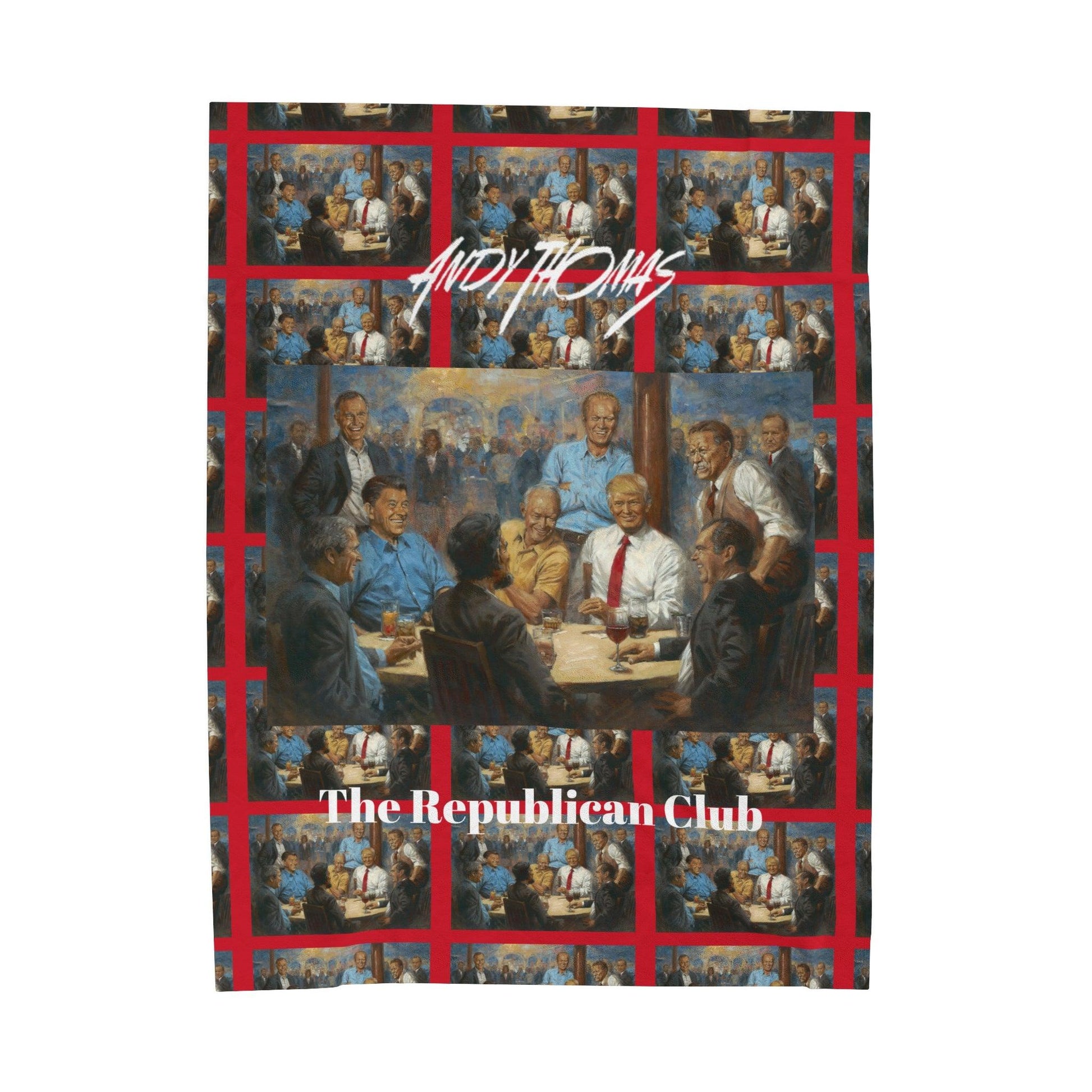 The Repub. Club Patterned - Velveteen Plush Blanket with Trump - Andy Thomas Designs