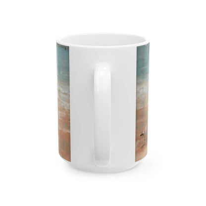 Meeting at the Shore | Maritime | Sailboat | Beach | Ceramic Mug — Coffee Cup (11oz/15oz)