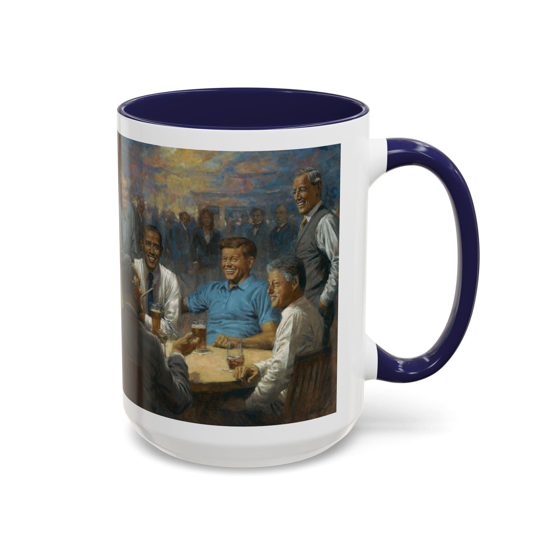 The Dem. Club Coffee Mug - 11oz & 15oz - Past Presidents Social Club with Obama Artwork - Andy Thomas Designs