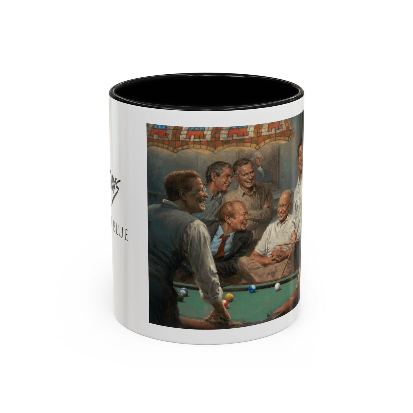 Callin' the Blue - Elegant Accent Coffee Mug 11oz & 15oz - US Presidents Playing Pool - Andy Thomas Designs