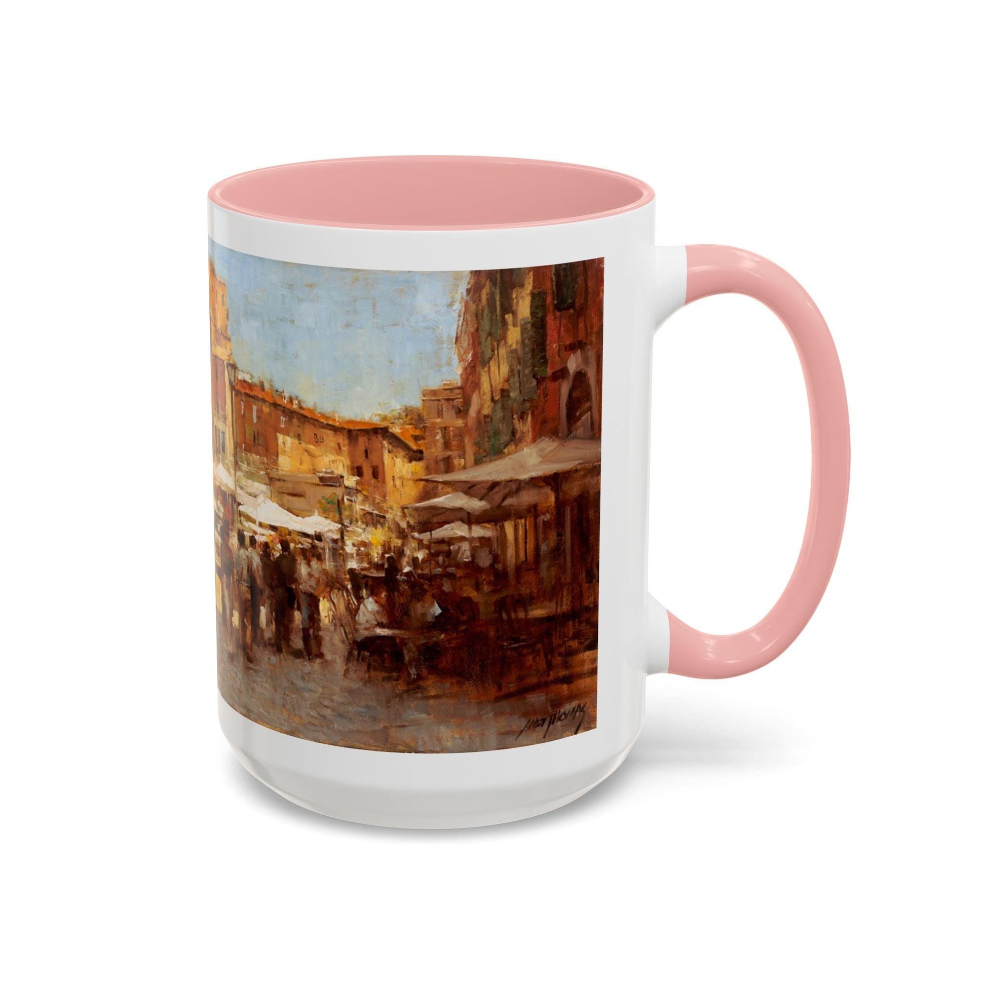 Tuscany Markets in the Middle - Elegant Accented Coffee Mug - 11oz & 15oz - Italian Landscapes - Andy Thomas Designs