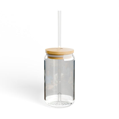 The Democratic Club | Artistic 16oz Sipper Glass with Eco-Friendly Bamboo Lid - Perfect for Gatherings & Celebrations - Andy Thomas Designs