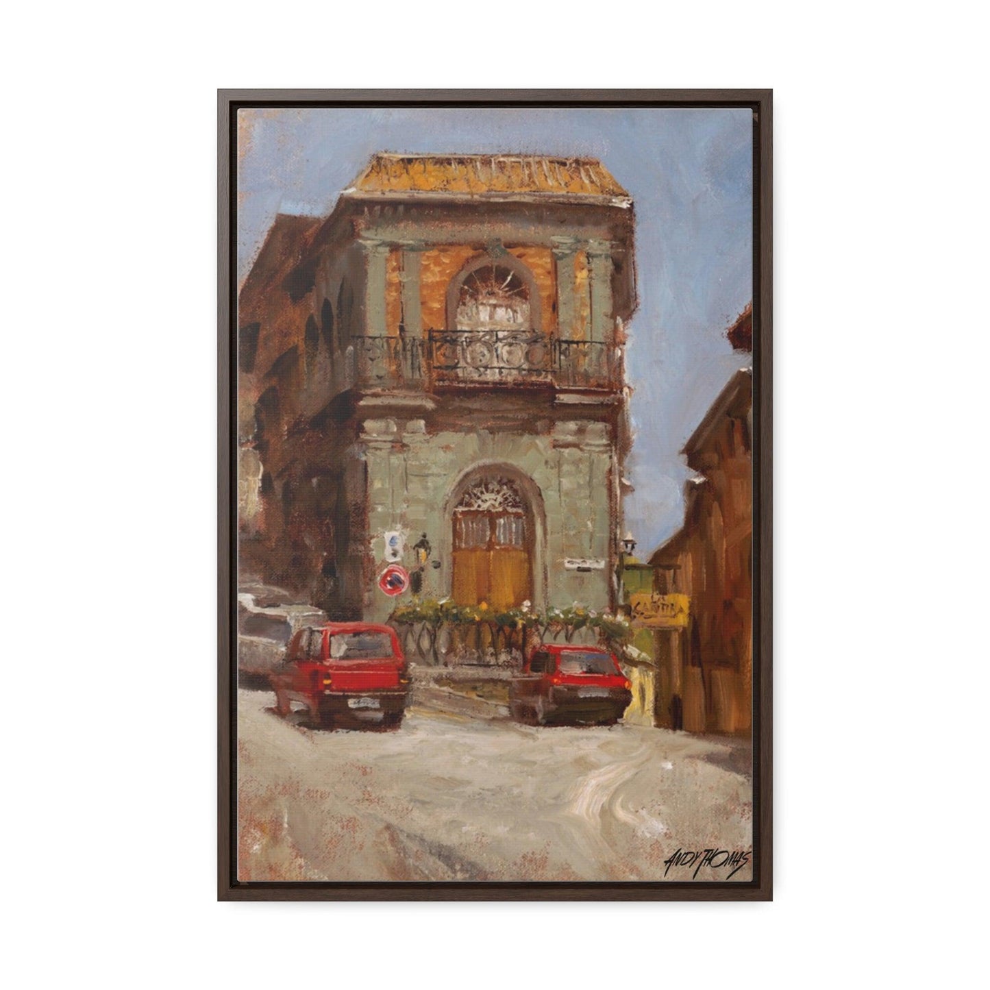 Italian Cars - Charming Vertical Canvas Wrap - Artful Italian Street Home Decor - Andy Thomas Designs