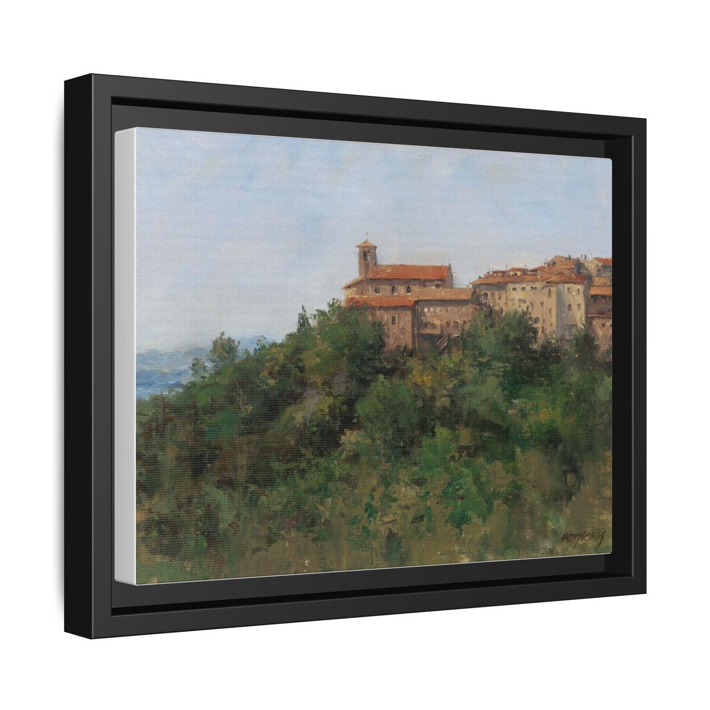 Hilltown Scansano - Framed Matte Canvas Art - Colorful Italian Landscape - Andy Thomas Designs