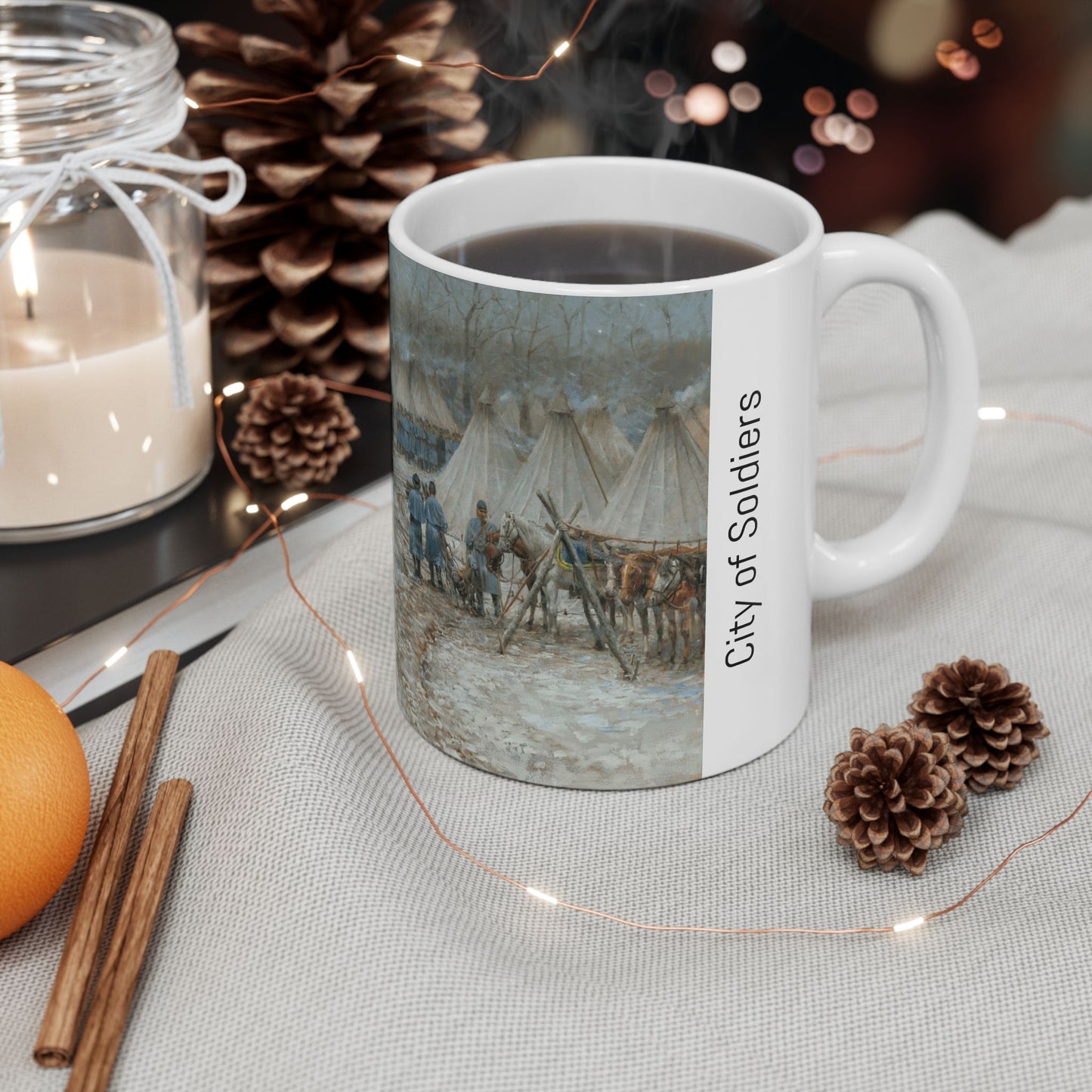 City of Soldiers - Ceramic Mug with Pea Ridge Civil War Design.