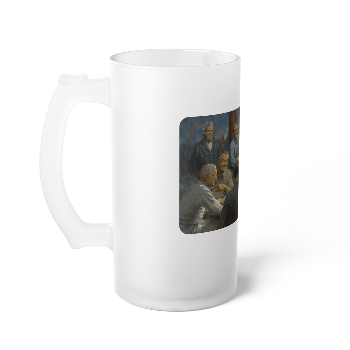 The Democratic Club - Frosted Glass Beer Mug with Vintage Social Gathering Artwork - Perfect Gift for Beer Lovers