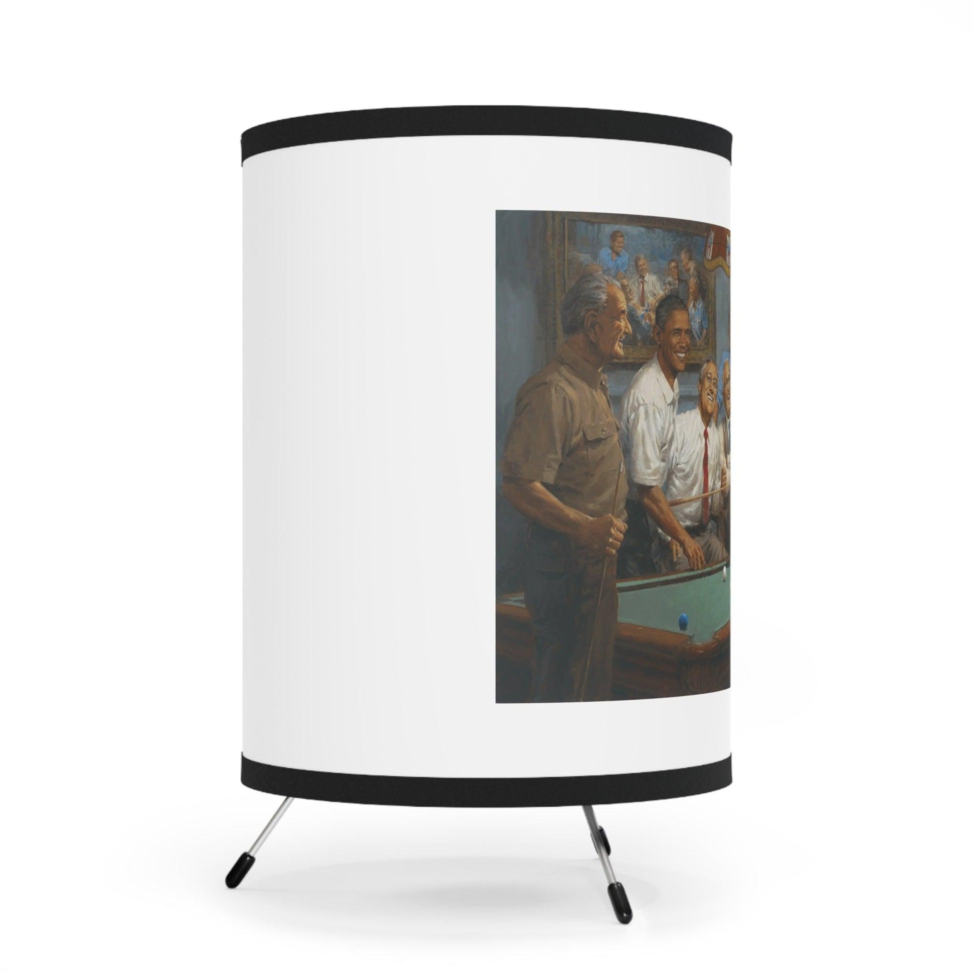 Callin' the Red - US Presidents Play Pool on Table Tripod Lamp with Artistic Shade - Andy Thomas Designs