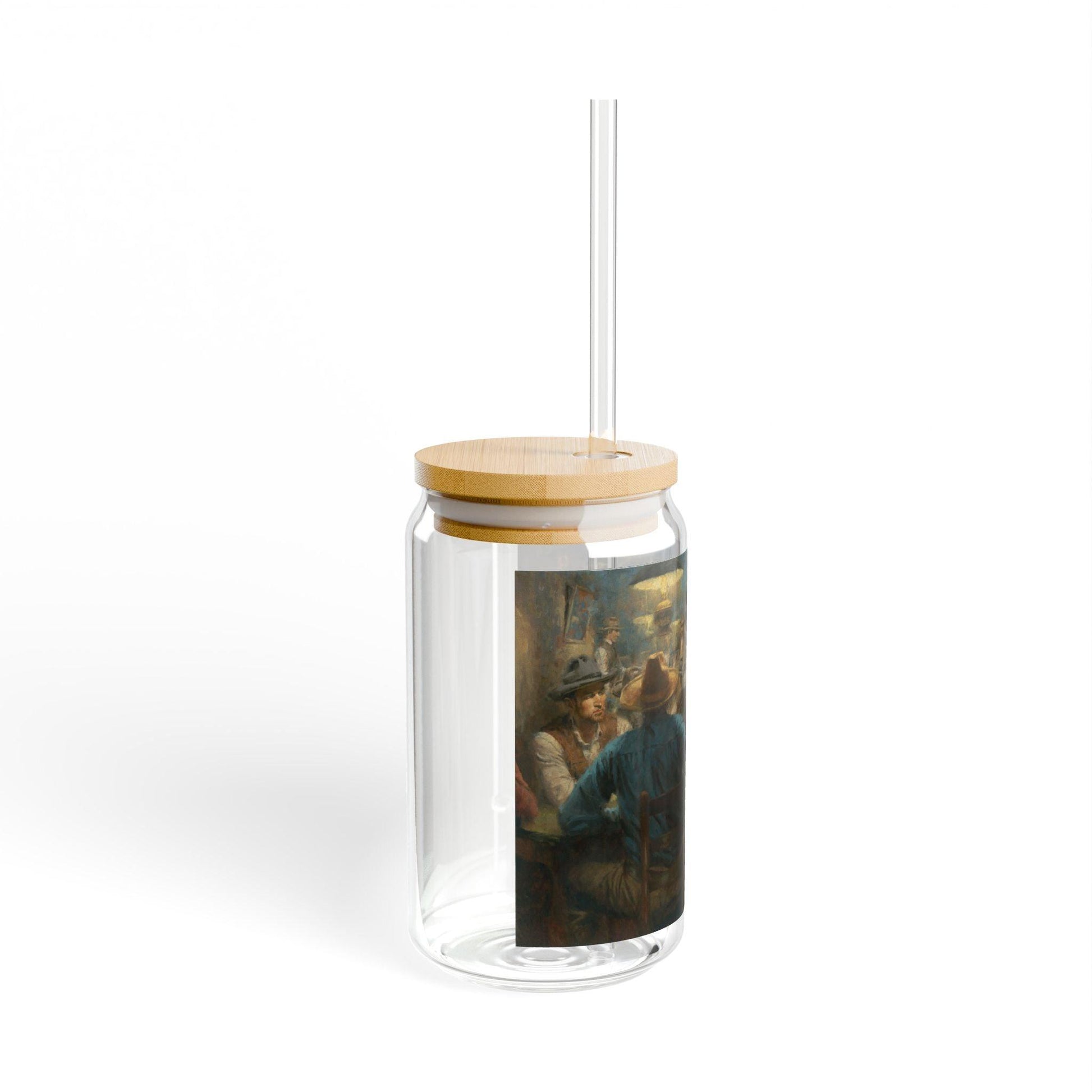 Wild Bill's Last Deal | Artistic 16oz Sipper Glass with Eco-Friendly Bamboo Lid - Andy Thomas Designs