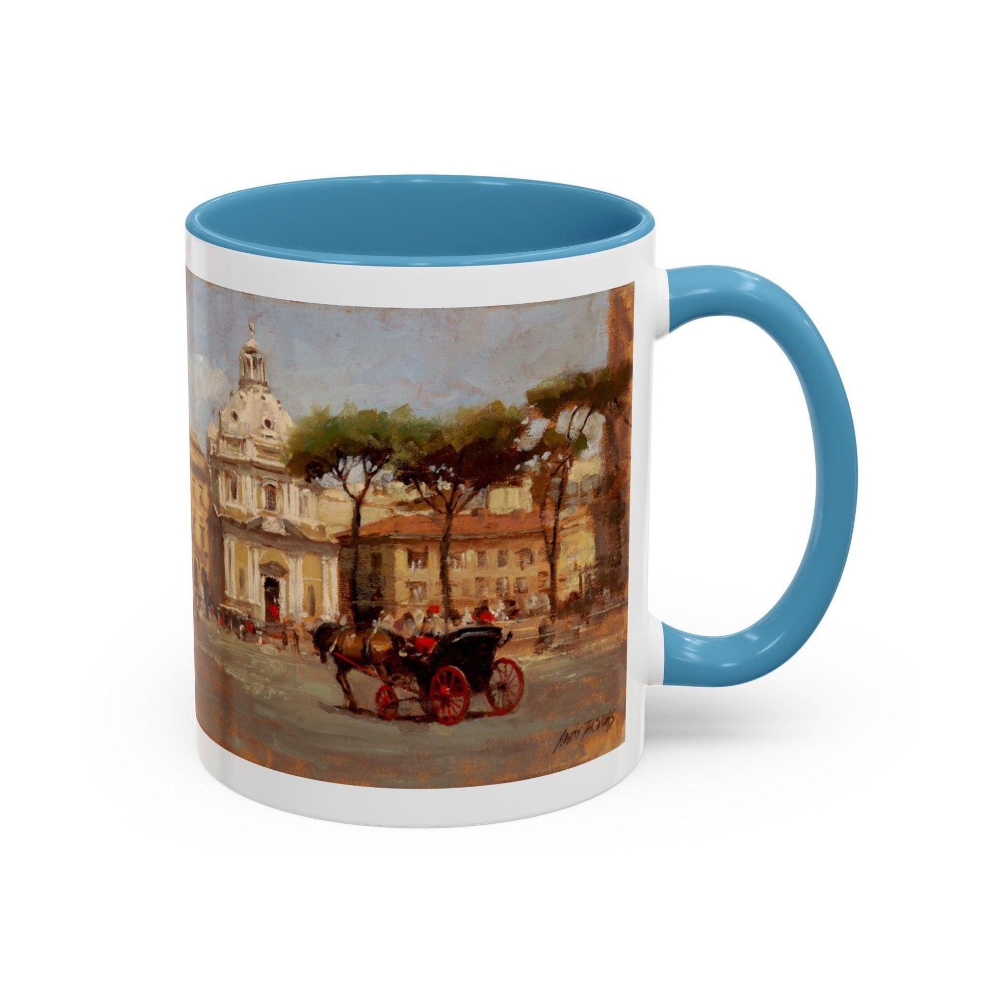 Buggy Ride at Piazza del Popolo - Elegant Accented Coffee Mug - 11oz & 15oz - Italian Landscapes - Andy Thomas Designs