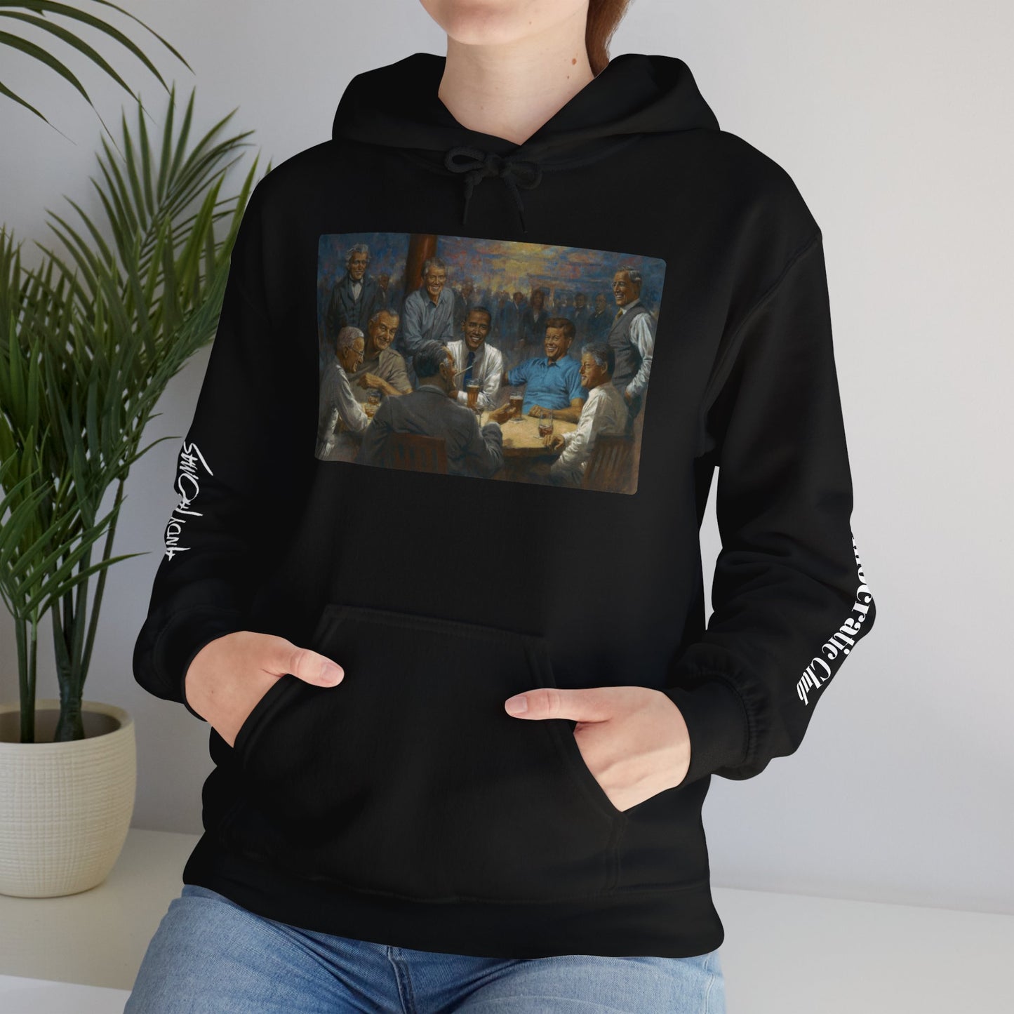 The Democratic Club - Unisex Hooded Sweatshirt - Democratic Presidents Gathering with their favorite beverages.