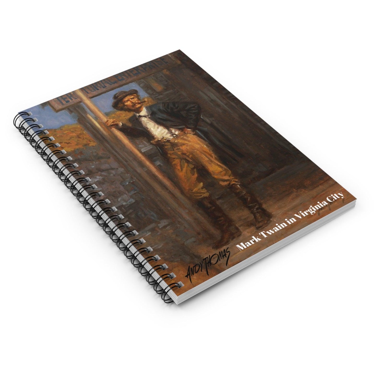 Mark Twain in Virginia City - Spiral Notebook Ruled Line - Andy Thomas Designs