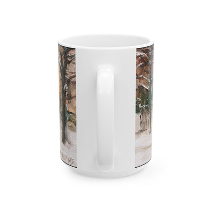Boy in Snow | Seasonal | Winter | Sledding | Snow | Ceramic Mug — Coffee Cup (11oz/15oz)