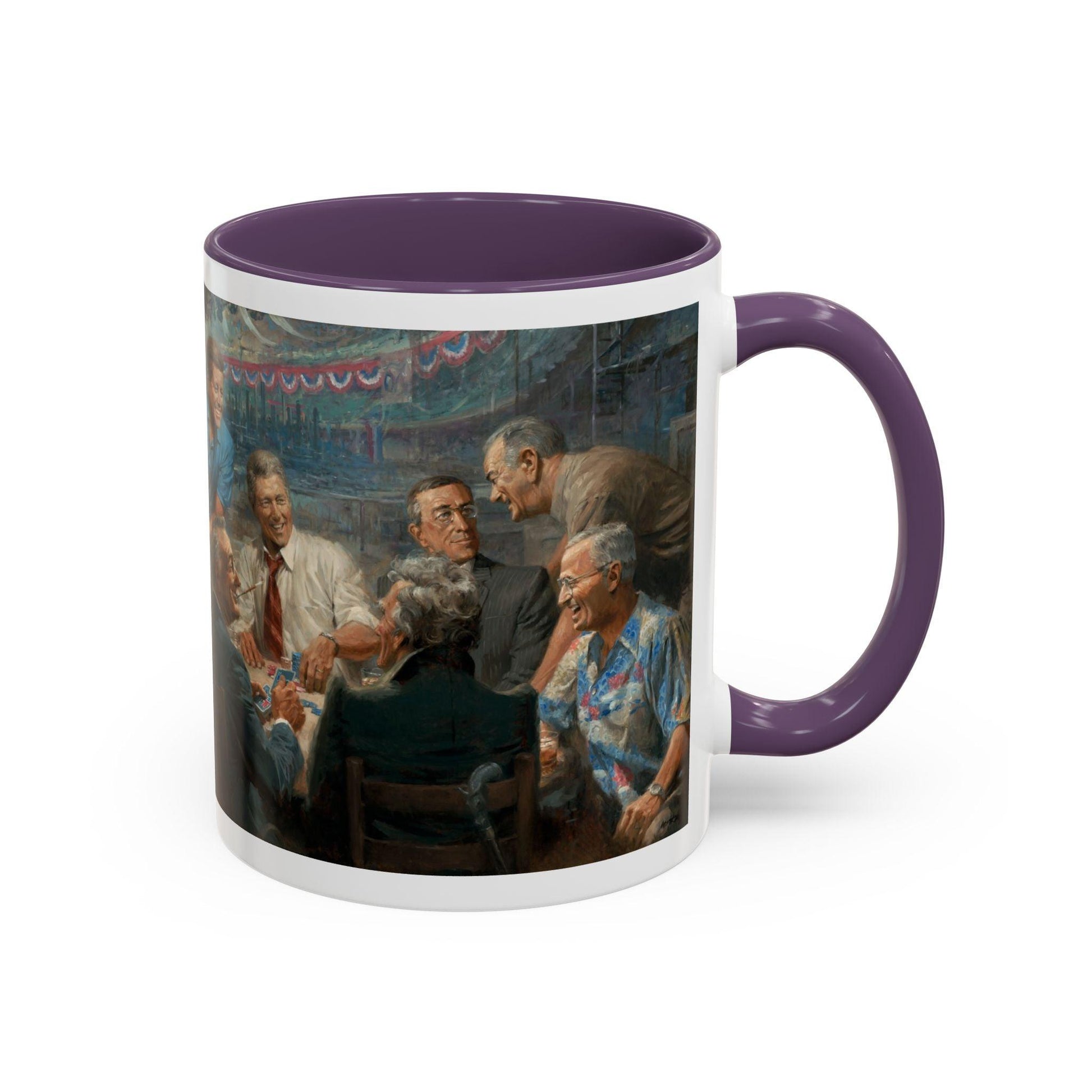 True Blues Accented Coffee Mug 11oz & 15oz - US Dem. Presidents Playing Poker - Andy Thomas Designs