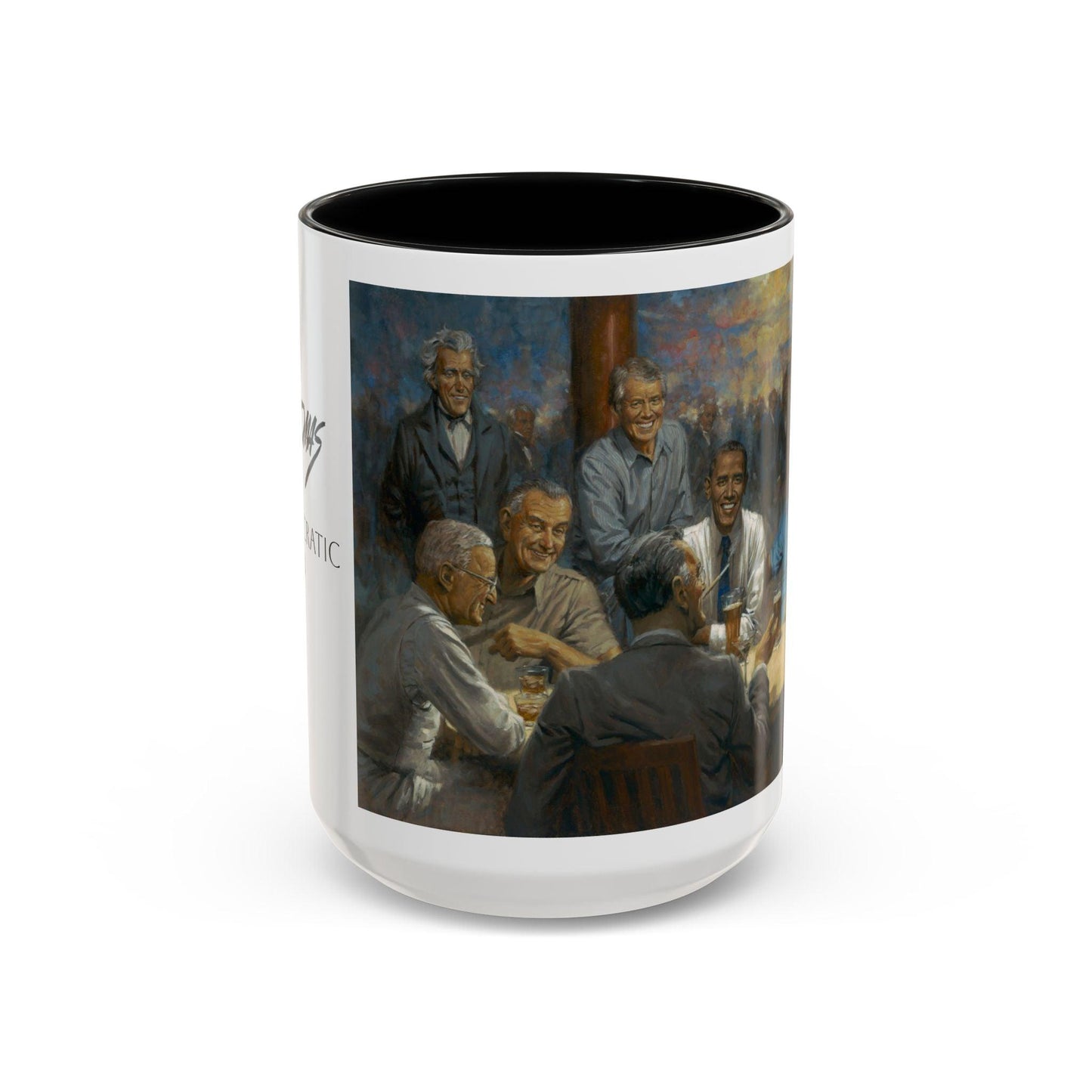 The Dem. Club Coffee Mug - 11oz & 15oz - Past Presidents Social Club with Obama Artwork - Andy Thomas Designs