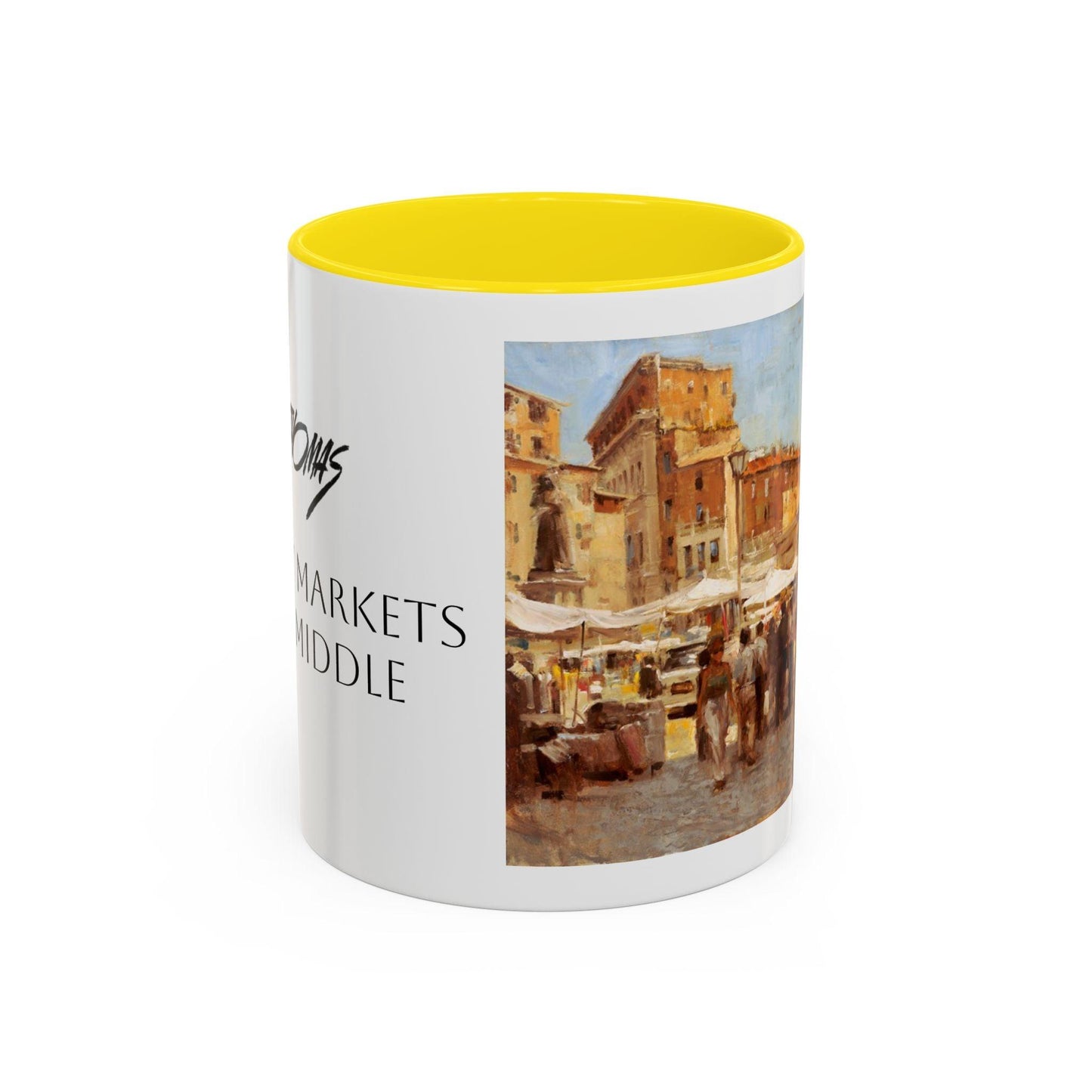 Tuscany Markets in the Middle - Elegant Accented Coffee Mug - 11oz & 15oz - Italian Landscapes - Andy Thomas Designs