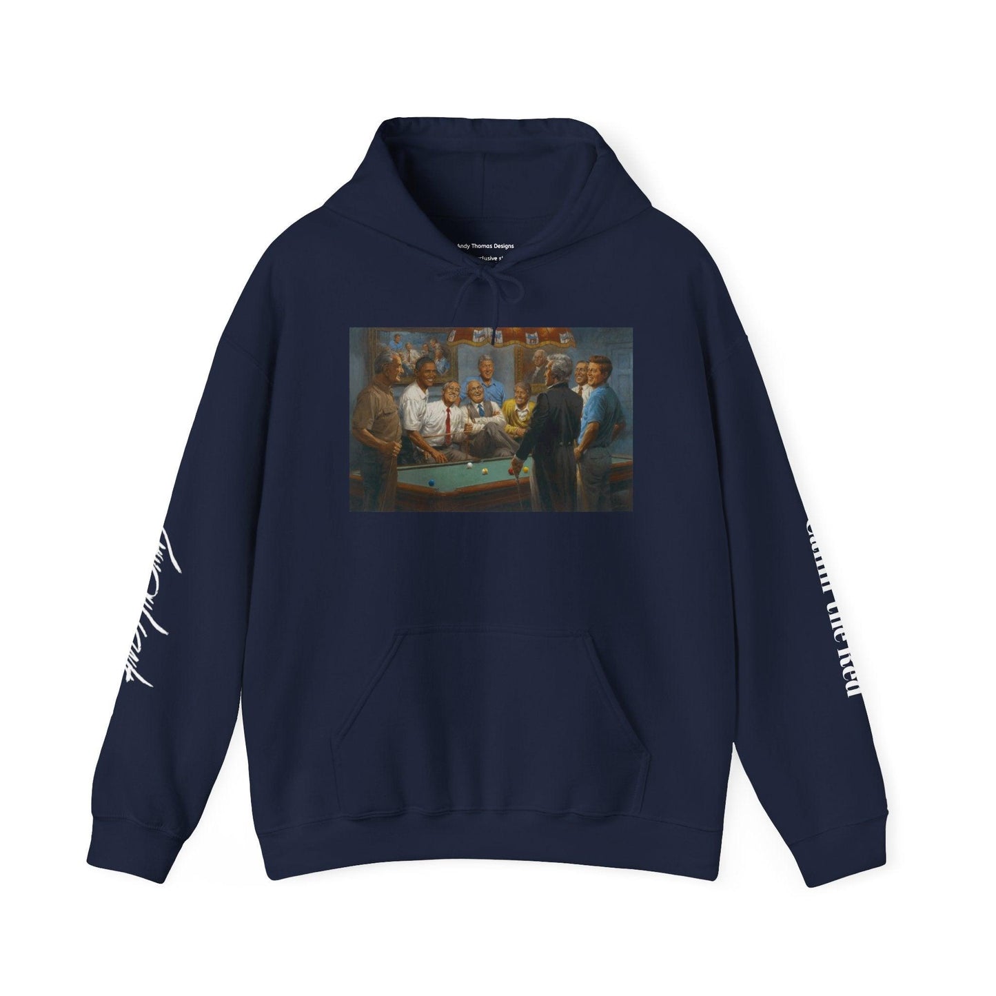 Callin' the Red - Unisex Hooded Sweatshirt - Democratic Presidents Playing Pool - Andy Thomas Designs