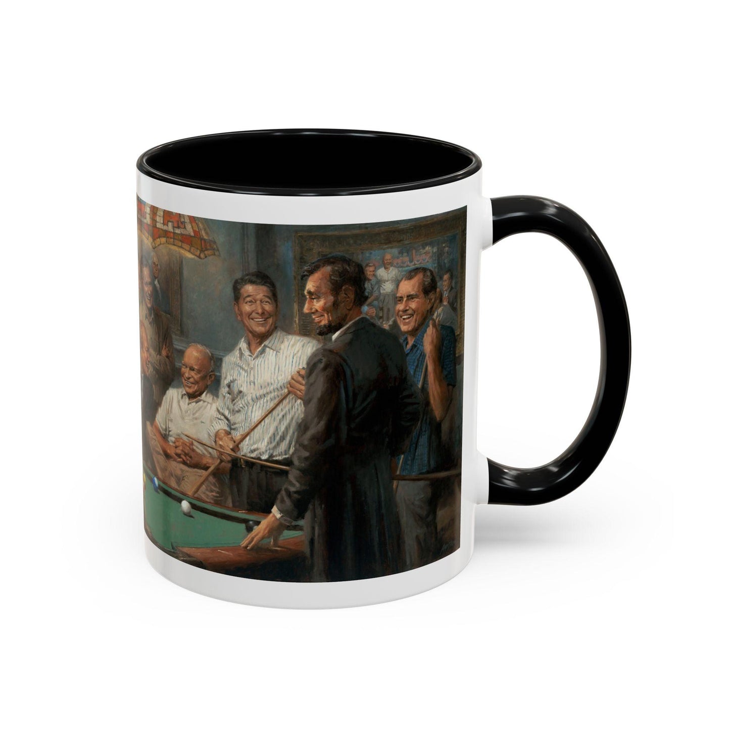 Callin' the Blue - Elegant Accent Coffee Mug 11oz & 15oz - US Presidents Playing Pool - Andy Thomas Designs