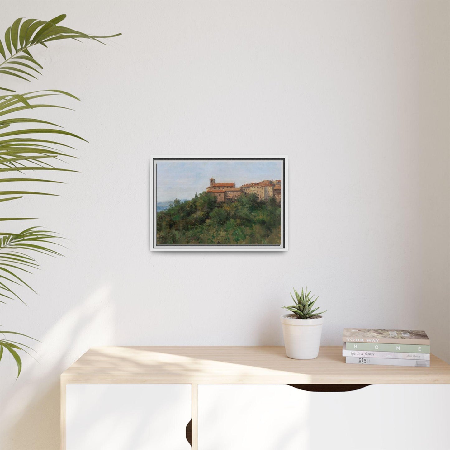 Hilltown Scansano - Framed Matte Canvas Art - Colorful Italian Landscape - Andy Thomas Designs