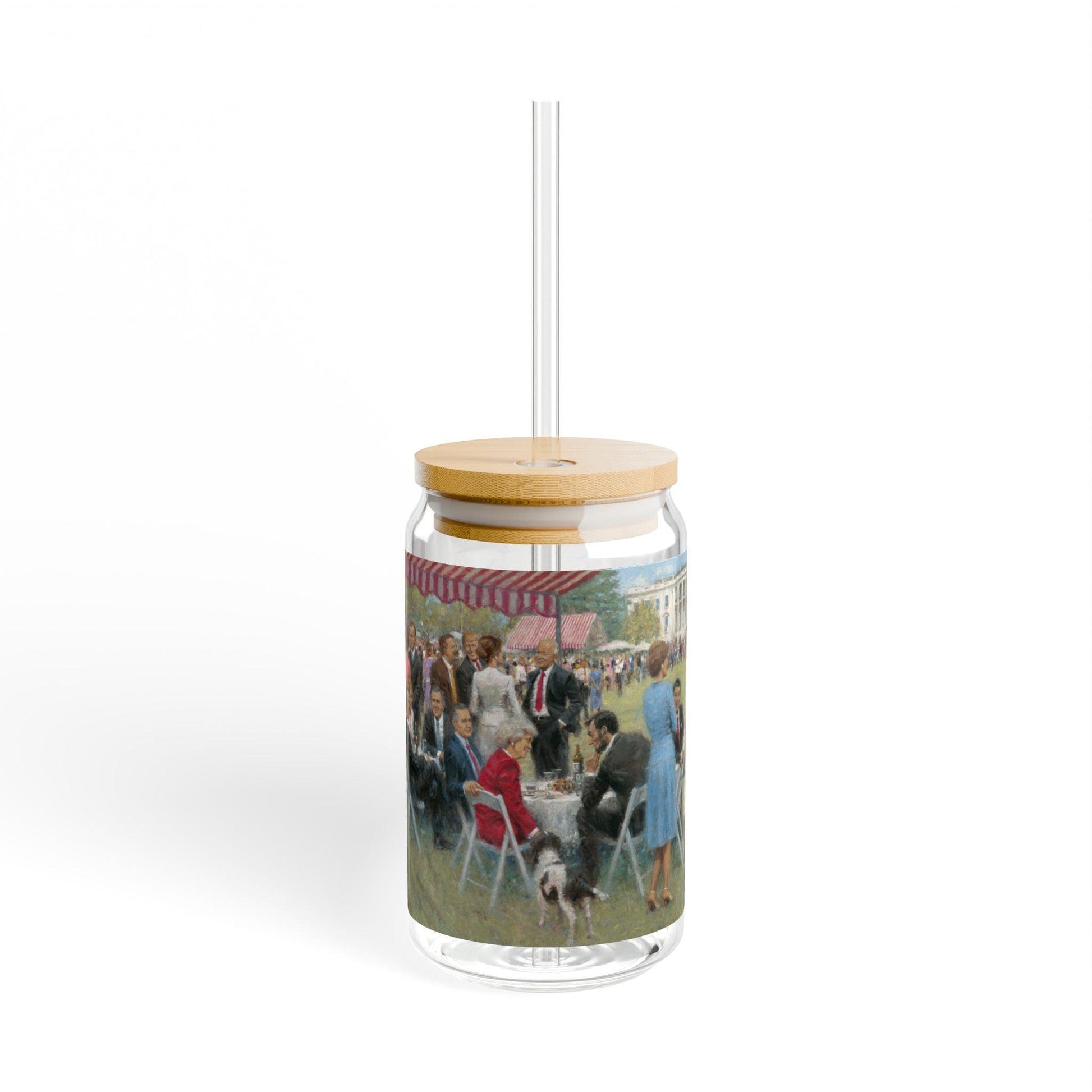 The Republican Party | Artistic 16oz Sipper Glass with Eco-Friendly Bamboo Lid - Andy Thomas Designs