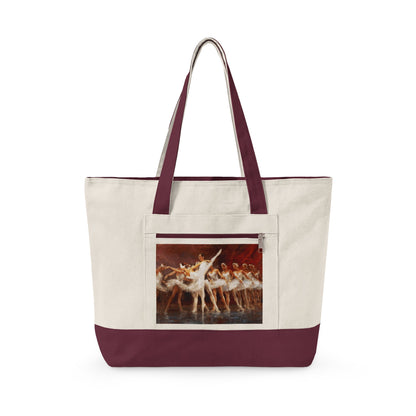 Russian Ballet - Canvas Tote Bag with Ballet Dancers Print — Zippered Beach & Dance Studio Tote