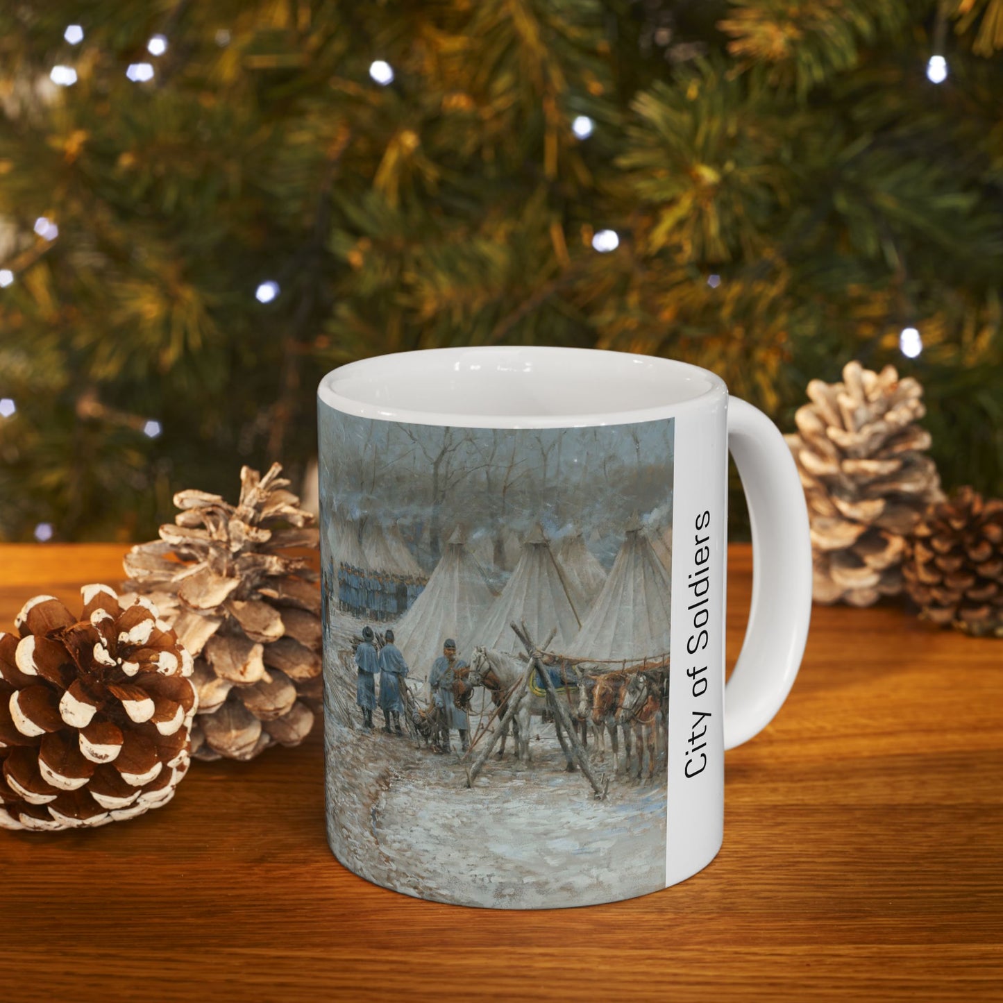 City of Soldiers - Ceramic Mug with Pea Ridge Civil War Design.
