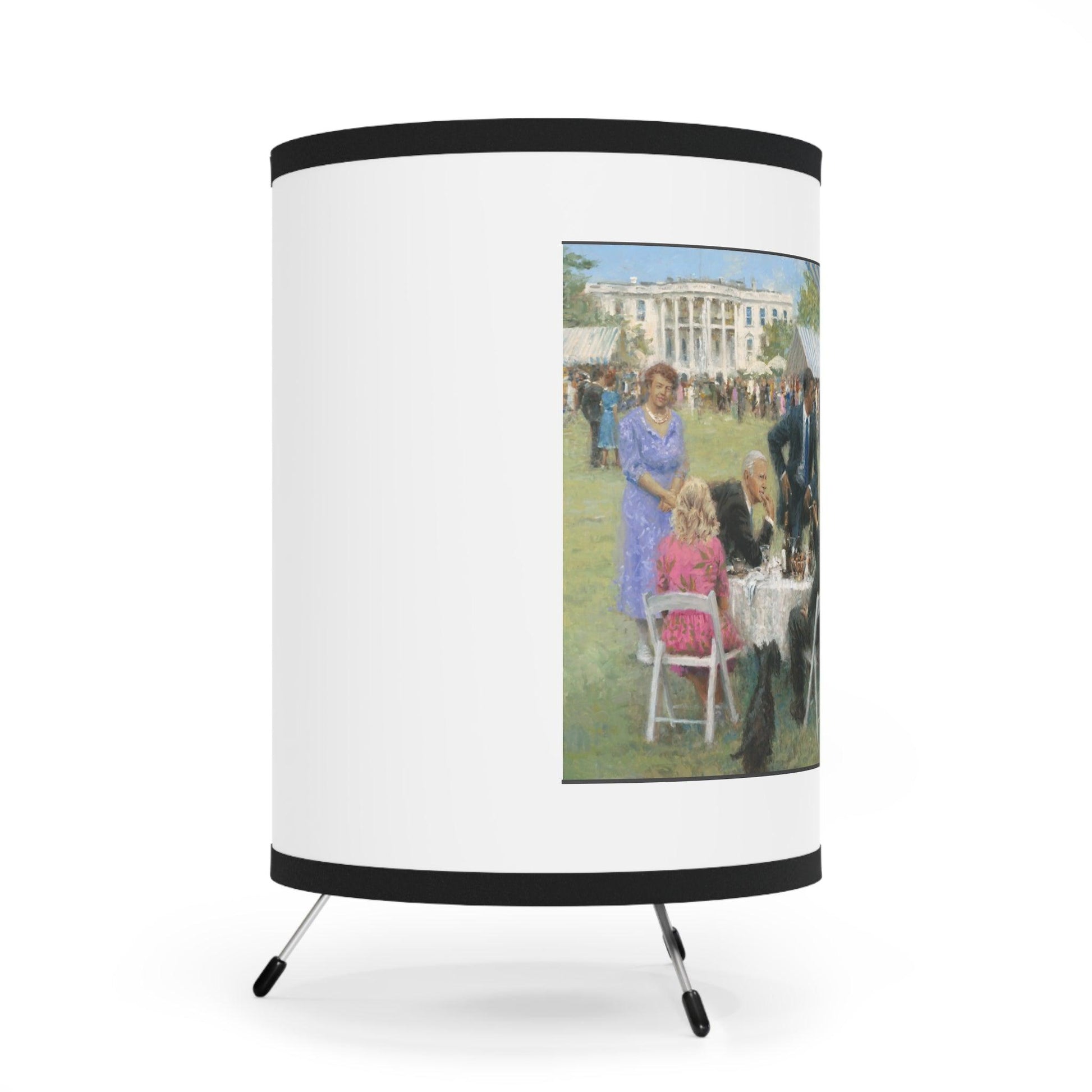 The Dem. Party - US Presidents |Whitehouse| Featuring Obama and Biden Painting on Table Tripod Lamp with Artistic Shade - Andy Thomas Designs