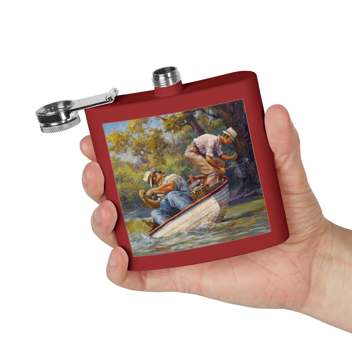 It's a Big One - Fishing Scene Stainless Steel Flask - Perfect for Outdoorsy Gifting