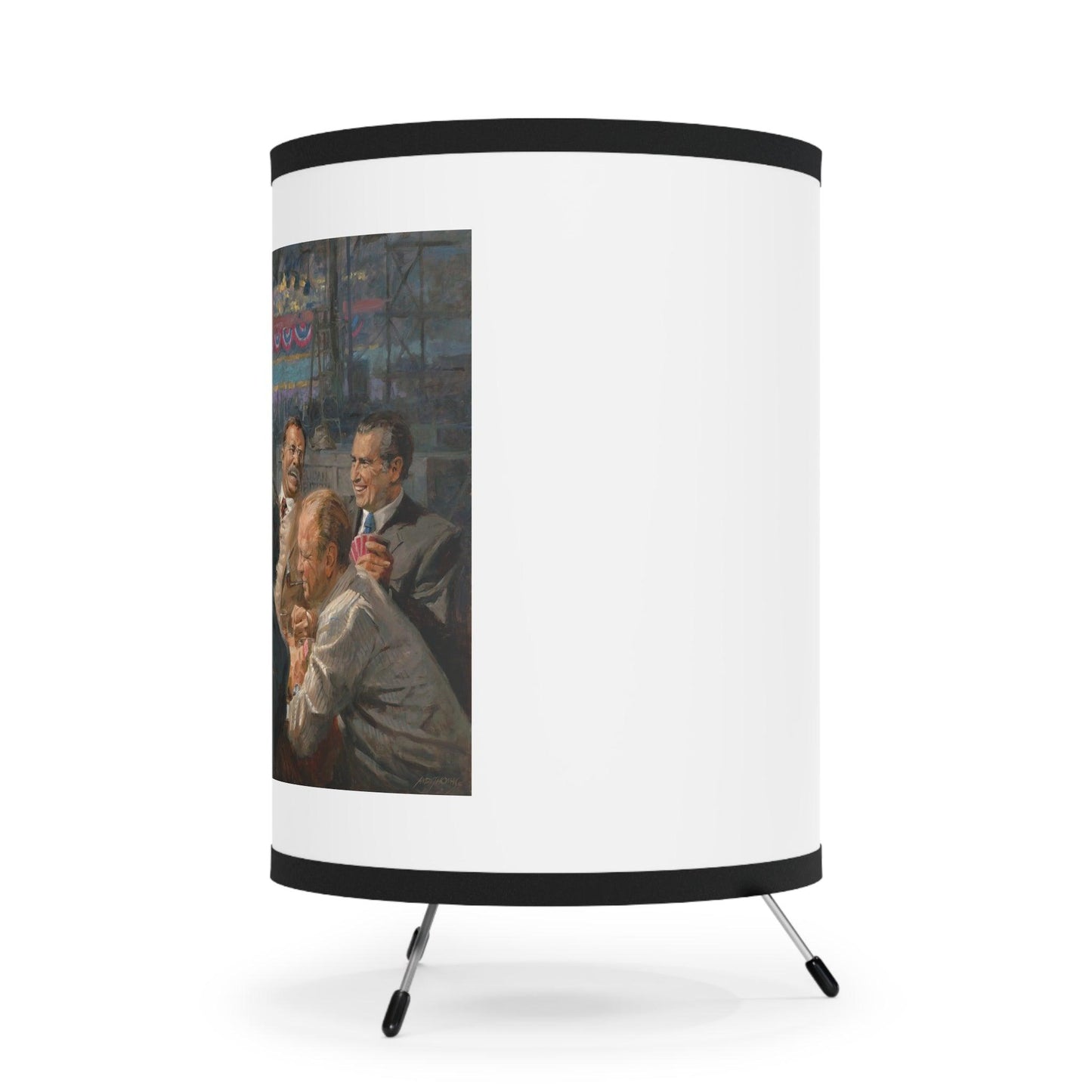 Grand Ol' Gang - Us Presidents Playing Poker | Vintage Poker Table Tripod Lamp with Artistic Shade - Andy Thomas Designs