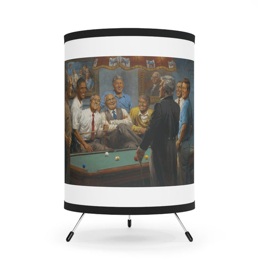 Callin' the Red - US Presidents Play Pool on Table Tripod Lamp with Artistic Shade - Andy Thomas Designs