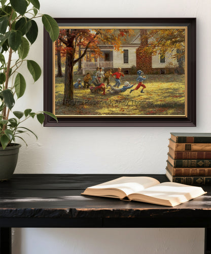 Fall Football by Andy Thomas | Children playing football together on a Fall afternoon at a residence in Missouri. 