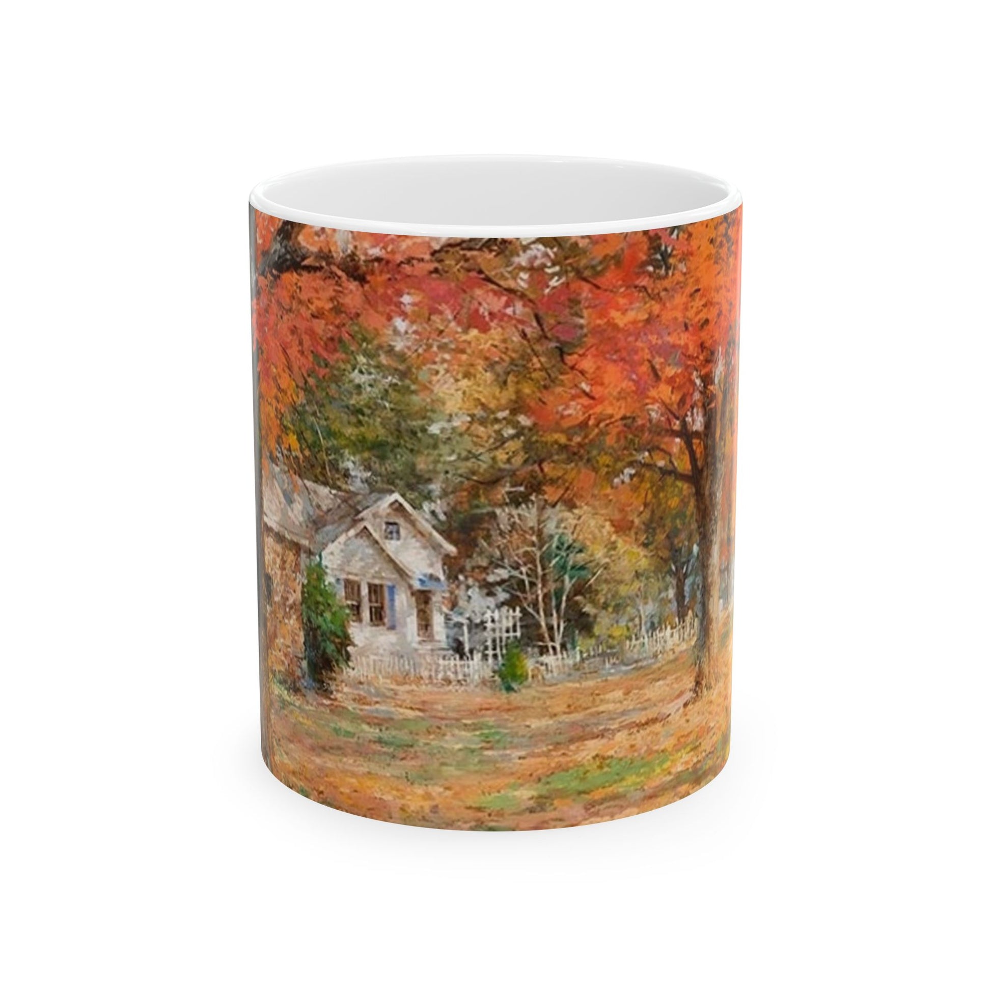 Fall Residence by Andy Thomas Ceramic Coffee Mug featuring a Fall scene including a white home surrounded by beautiful trees changing colors
