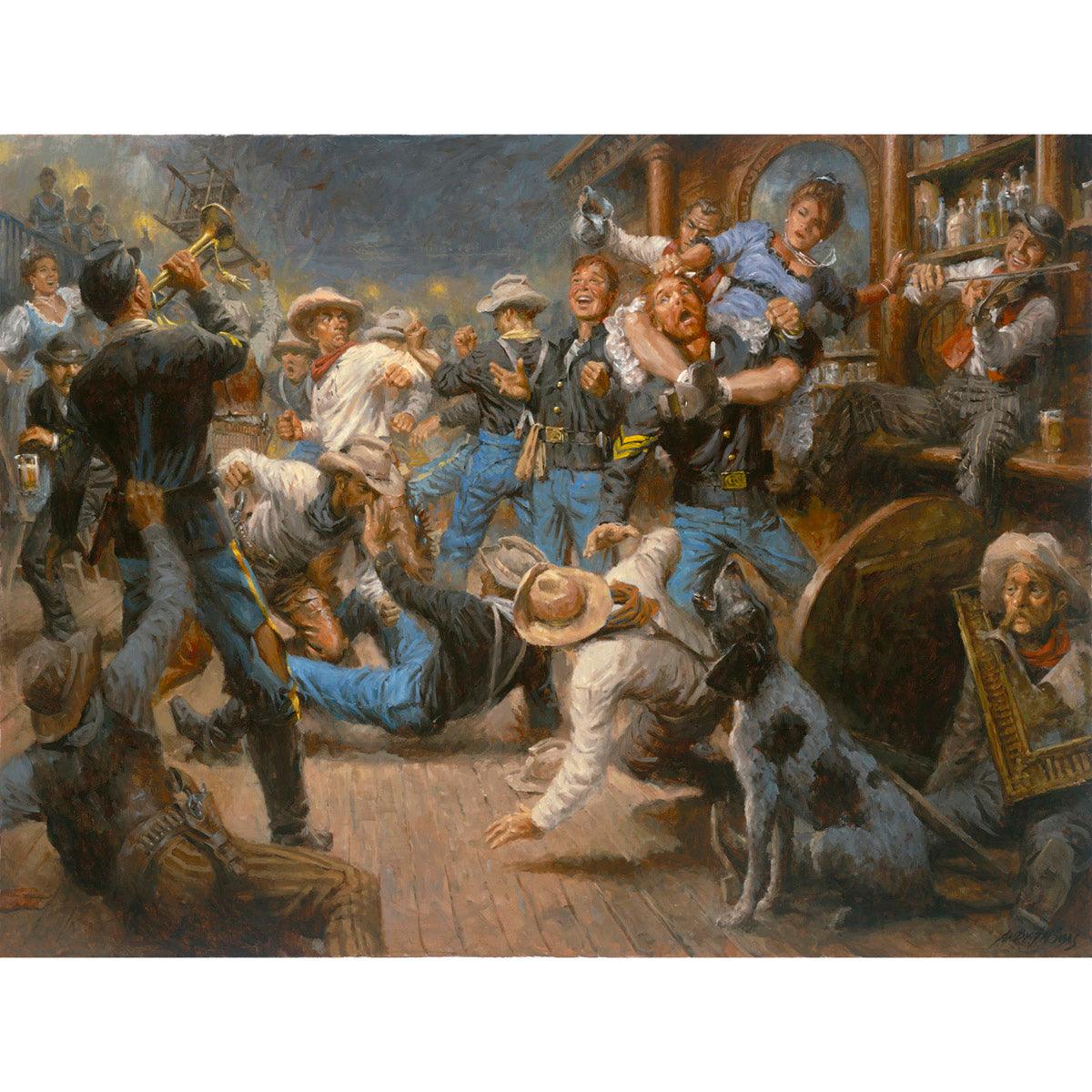 Wall Art: Fight for the Watering Hole | Saloon | Western | Andy Thomas - Andy Thomas Designs