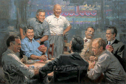 Wall Art: Grand Ol' Gang Print - US Presidents Playing Poker | Andy Thomas Presidents Artwork - Andy Thomas Designs