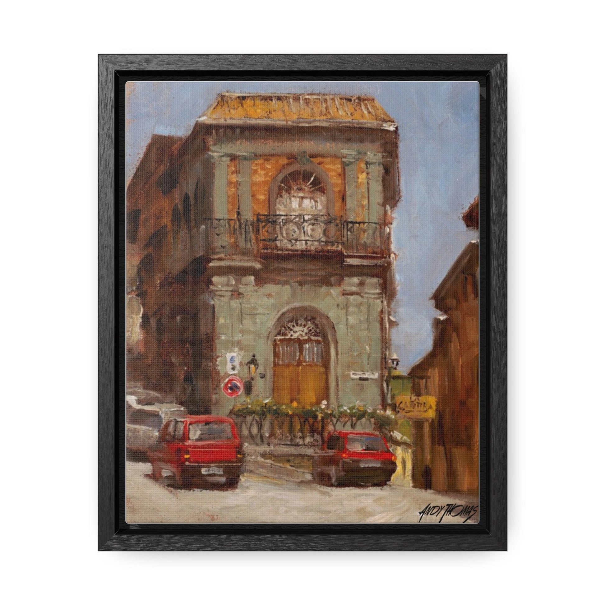 Italian Cars - Charming Vertical Canvas Wrap - Artful Italian Street Home Decor - Andy Thomas Designs