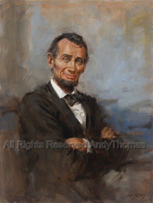 Wall Art: Smiling Abe Lincoln | Portrait of Abraham Lincoln | Andy Thomas President Art Prints - Andy Thomas Designs