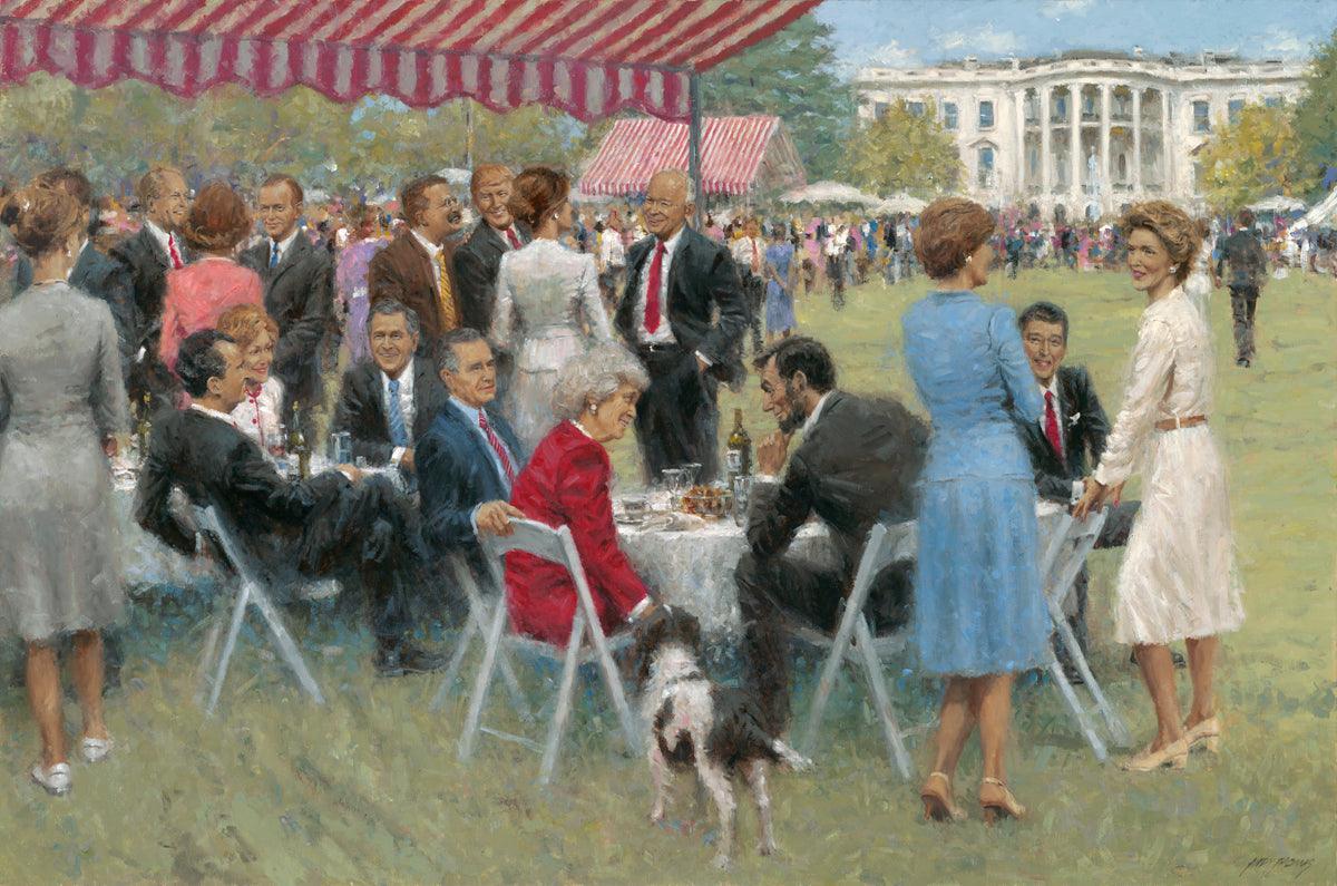 The Republican Party by Andy Thomas - U.S. Republican Presidents including Donald Trump gathered on the White House lawn.